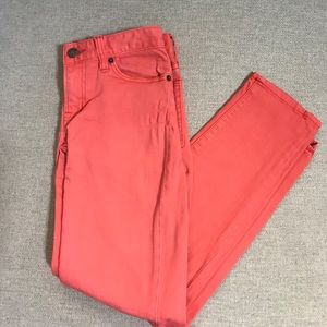 J.Crew Factory, Coral “toothpick stretch” Jeans